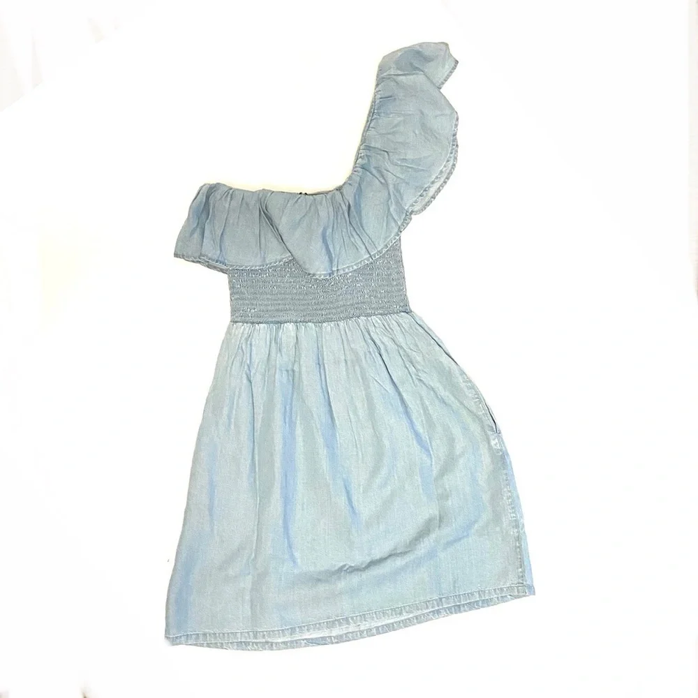One shoulder chambray dress - Picture 2 of 8